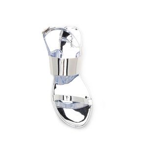 Qupid Women's Silver 2-Strap Sandals - Comfortable Summer Dress Shoes for Weddings & Beach Vacations