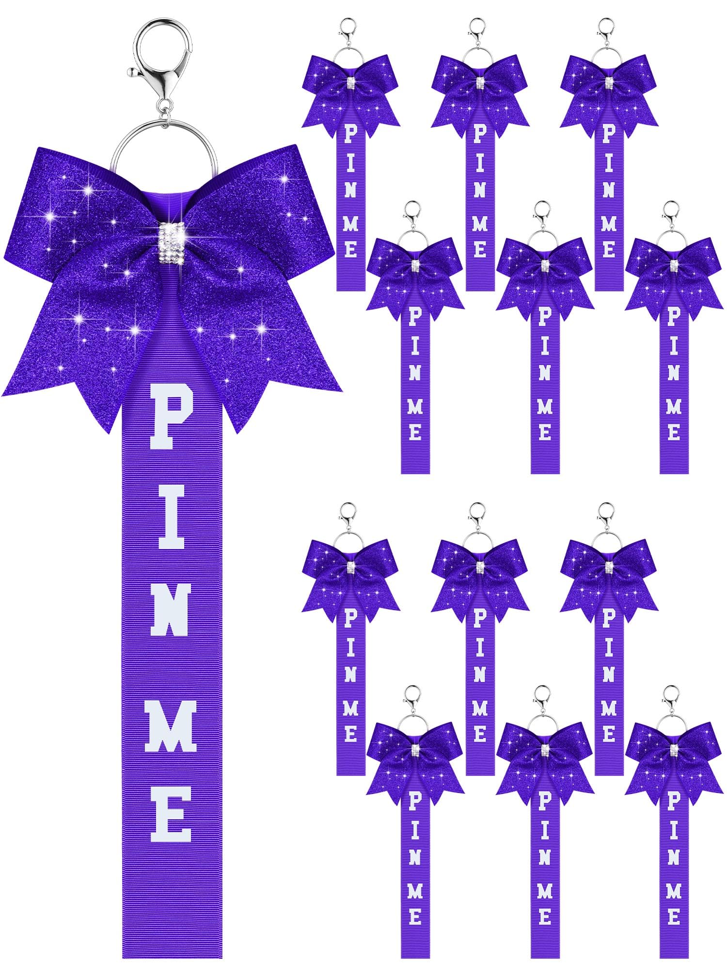 Sparkly Rhinestone Cheerleader Ribbon Keychain - Glitter Bow Pin for Cheer Bags, Backpacks & Sports Gear - Perfect for Cheerleading Competitions, School Spirit & Team Accessories