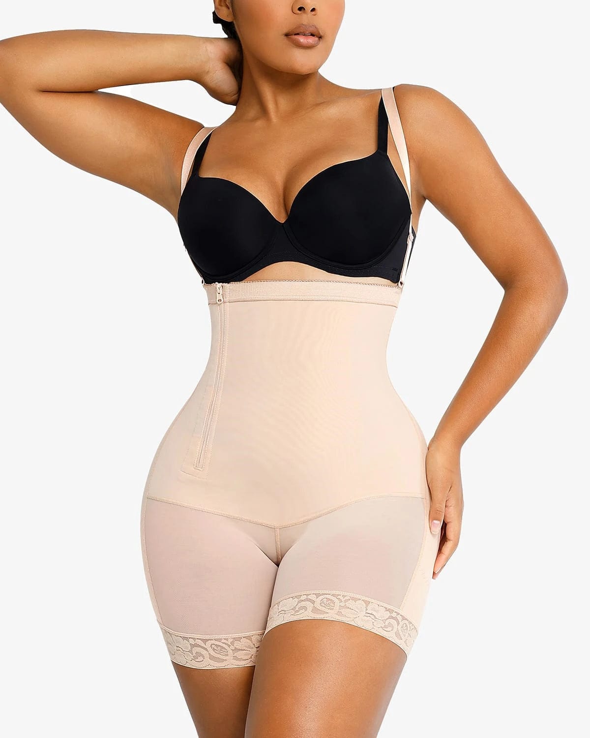 AirSlim® Plus Curve Side Zipper Shorts for Women - High Waist Slimming Workout Running Yoga Shorts with Pockets - Perfect for Gym, Jogging & Lounge Wear