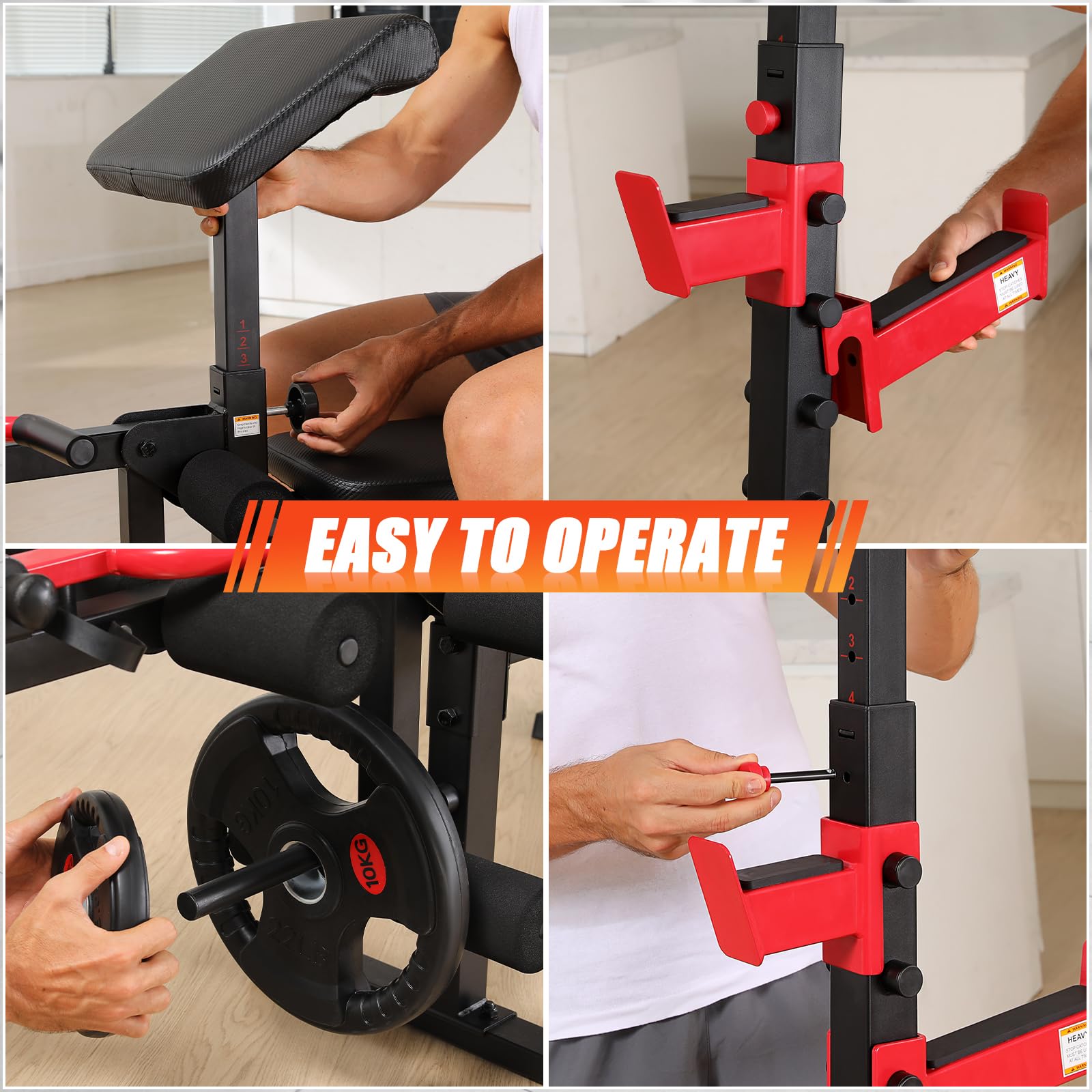 Aceshin 900 LBS Adjustable Olympic Weight Bench with Squat Rack - Multi-Function Home Gym Equipment for Bench Press, Leg Extension & Preacher Curl | Perfect for Strength Training, Bodybuilding & Home Workouts