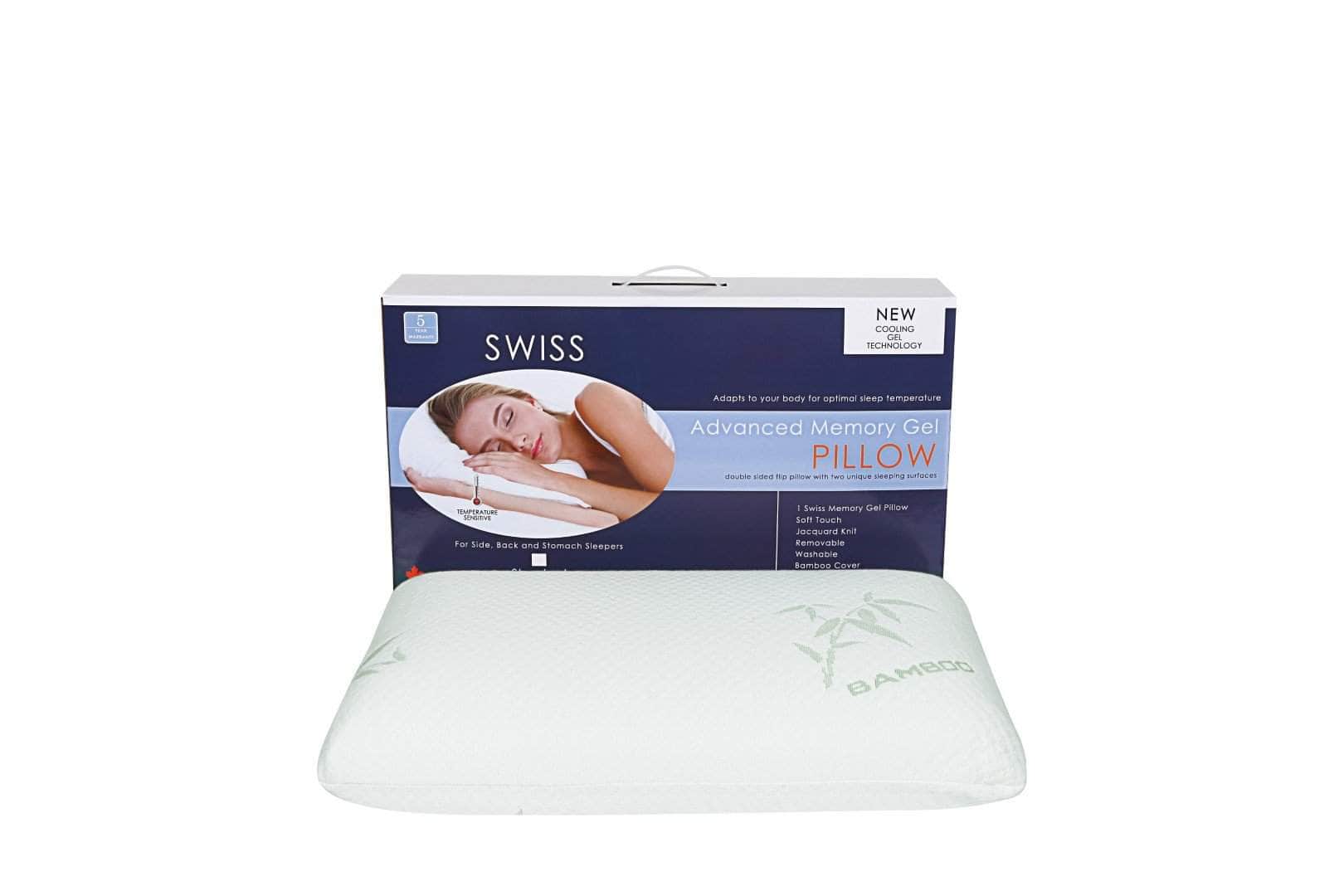 Queen Size Bamboo Memory Foam Cooling Gel Pillow for Side Sleepers - Breathable & Supportive Bed Pillow for Hot Sleepers, Neck Pain Relief - Perfect for Home, Hotel & Travel Use