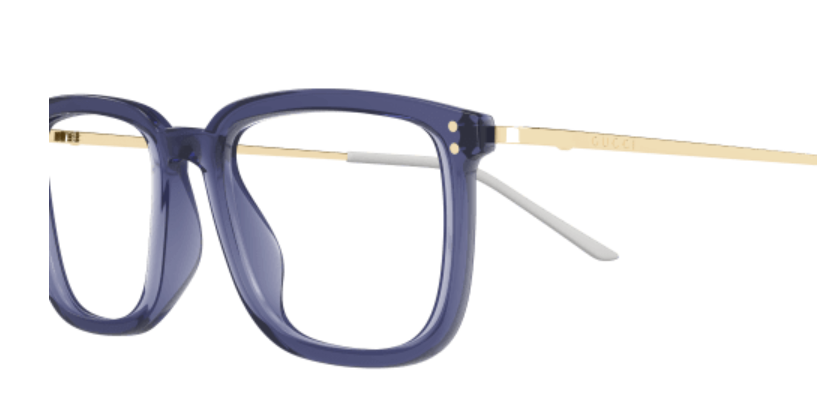 Gucci GG1709O 007 Blue & Gold Rectangle Men's Eyeglasses Frames - Classic Designer Optical Glasses for Men, Perfect for Business & Casual Wear