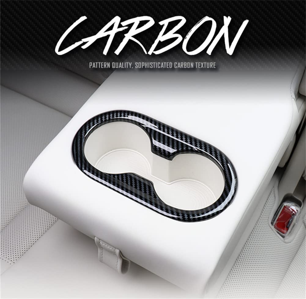 Carbon Fiber Rear Seat Cup Holder Cover Panel Trim for 2022-2023 Genesis GV60 - Premium Interior Accessories for Car Organization & Stylish Protection