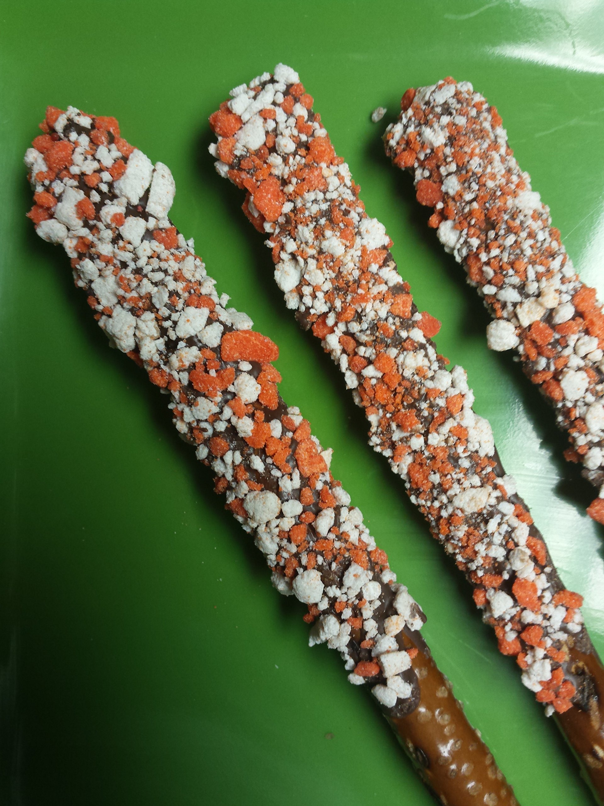 Orange Crunch Chocolate Covered Pretzel Rods - 16 Pieces | Party Favors, Holiday Treats & Gift Ideas for Birthdays, Christmas & Events