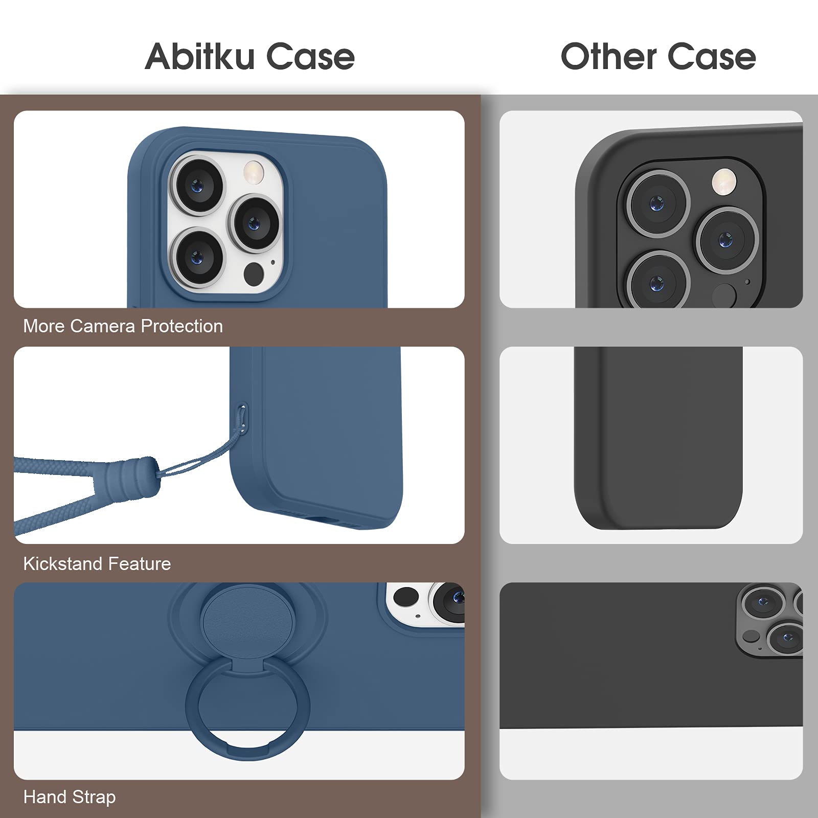 ABITKU iPhone 13 Pro Max Case with 360° Ring Kickstand & Magnetic Car Mount - Shockproof Silicone Cover with Microfiber Lining for 6.7