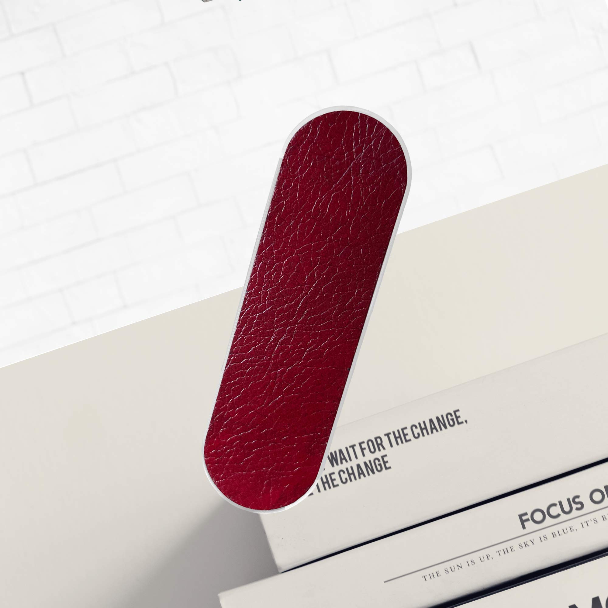 ZOQIZA Universal Phone Grip Holder - Leather Dark Red Finger Strap with Kickstand | Portable Phone Loop for iPhone, Samsung & Smartphones | Perfect for Selfies, Gaming & One-Handed Use