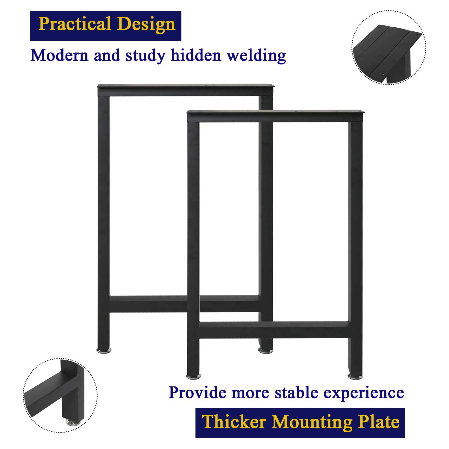Heavy Duty Metal Black Table Legs 28