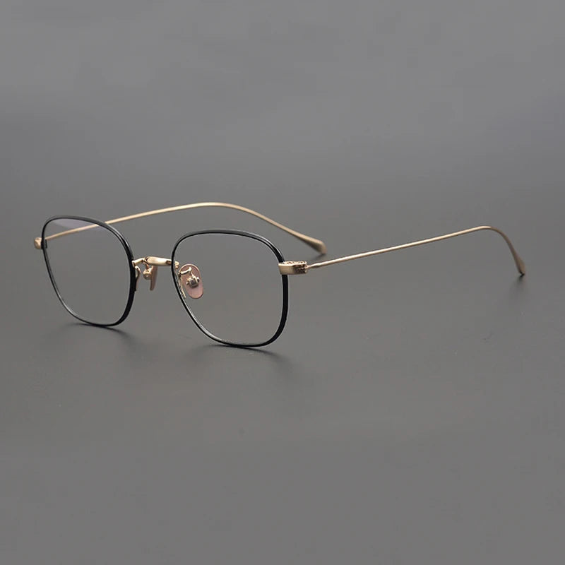 Stylish Unisex Black Titanium Square Polygon Eyeglasses Frame - Lightweight & Durable for Work, Reading & Fashion