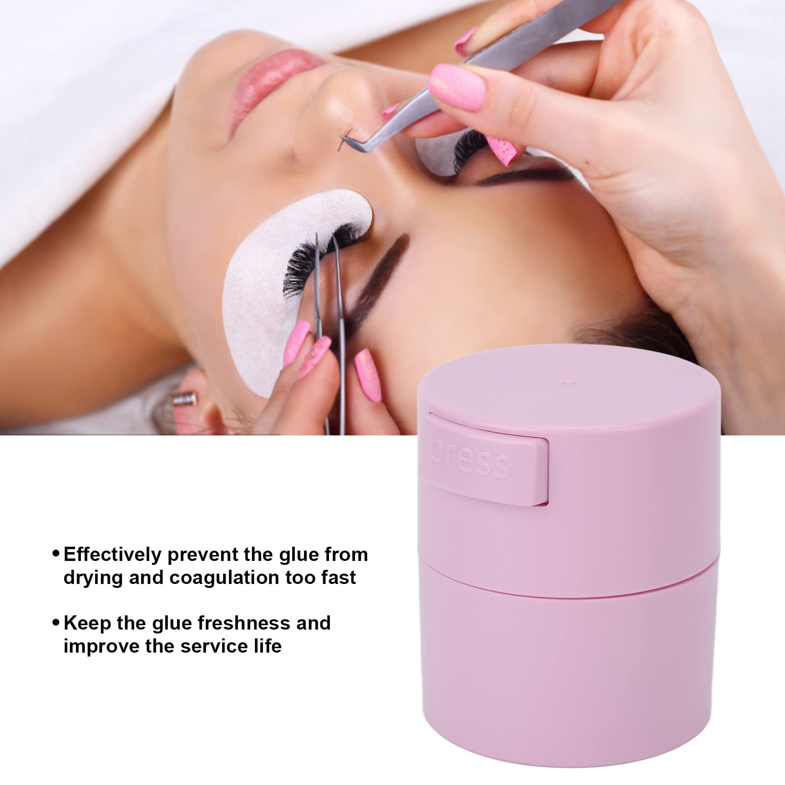 Premium Eyelash Glue Storage Container - Airtight, Leak-Proof & Sealed Design Prevents Drying - Perfect for Eyelash Extension Glue & Adhesive Storage - Essential Lash Tech Supplies (Pink) - Ideal for Salons, Home Use & Professional Lash Artists