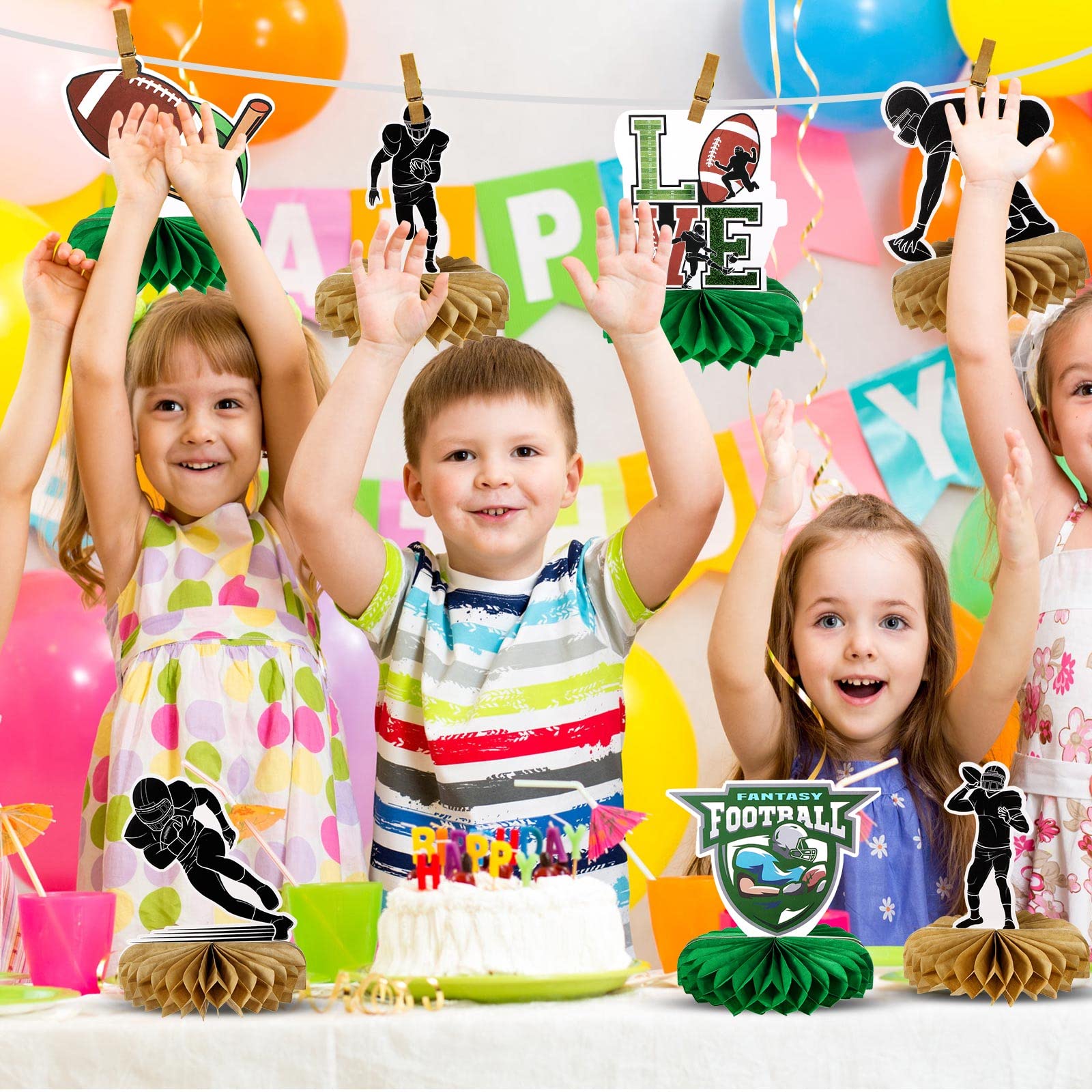 Tallew 9-Piece Football Party Decorations Set - 3D Honeycomb Centerpieces for Table Decor, Football Birthday Party Supplies | Perfect for Game Day Celebrations, Sports Themed Events & Tailgate Parties