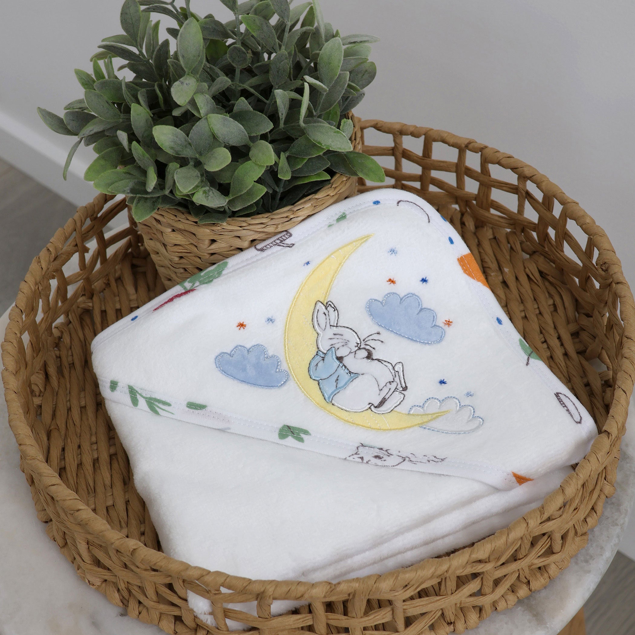 Peter Rabbit 'New Adventure' Hooded Towel - Soft Baby Bath Towel with Hood, Blue - Perfect for Newborns, Toddlers & Kids After Bath, Swimming or Beach Time