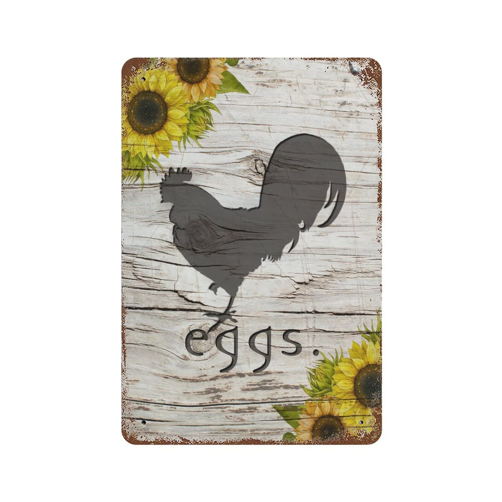 Vintage Rustic Wooden Chicken Coop Metal Sign - Farm Fresh Eggs & Animals Wall Decor (8x12 Inch) - Perfect for Garage, Man Cave, Bar, Pub & Country Kitchen Decor