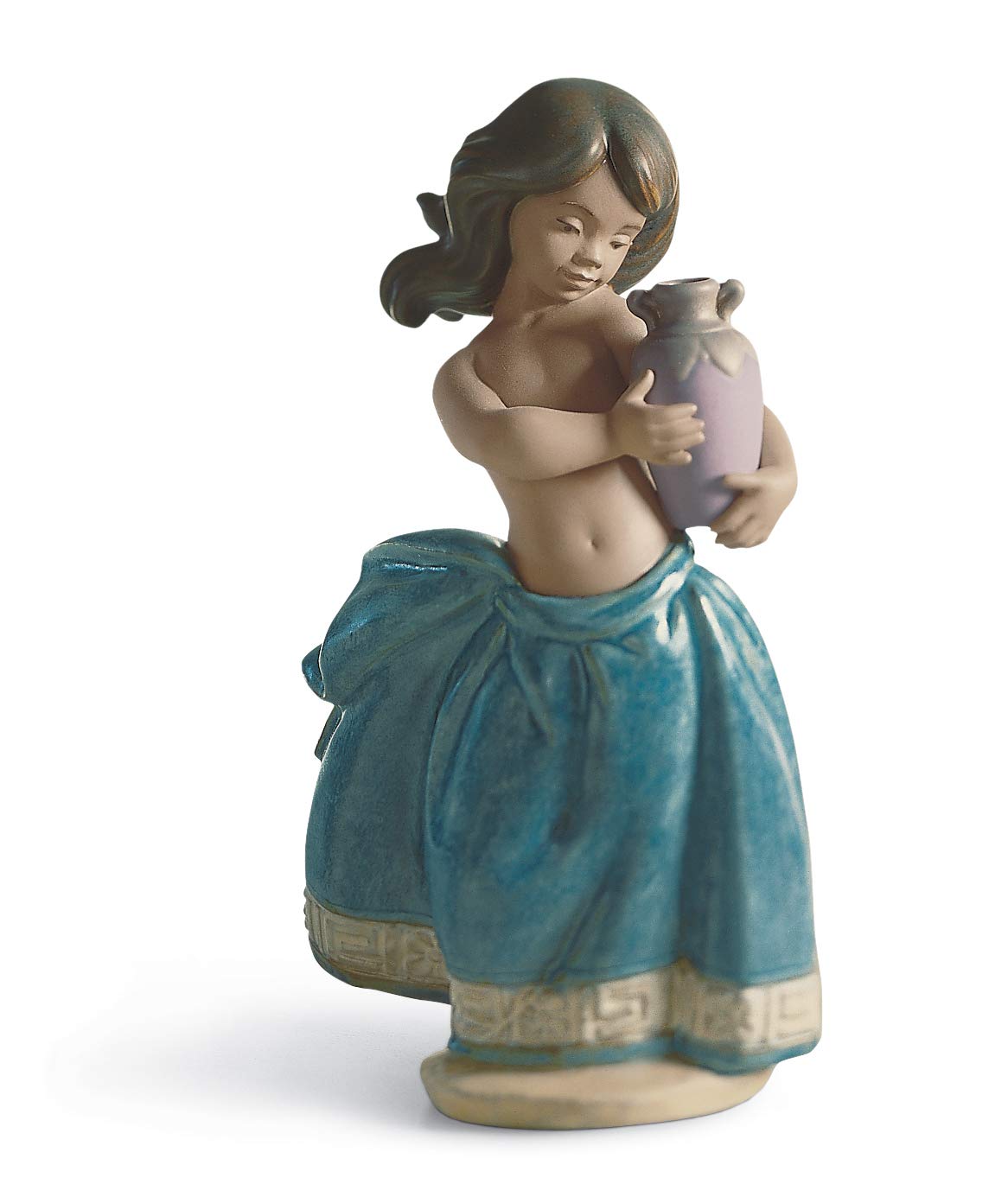 LLADRÓ Spartan Water Girl Figurine - Blue Porcelain Statue | Handcrafted Collectible Home Decor for Living Room, Office & Gift Giving