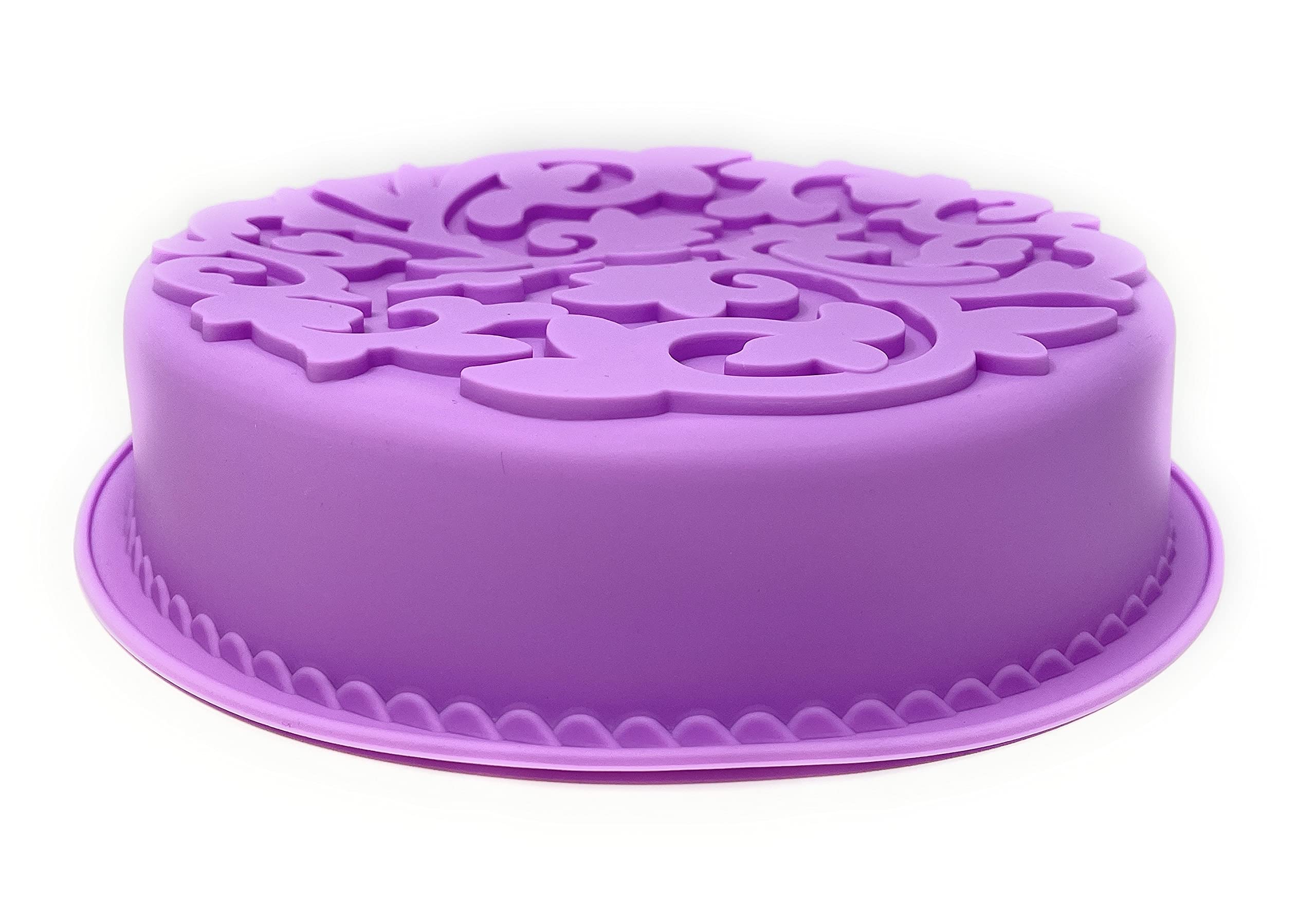 10 Inch Large Silicone Cake Pan - Round Non-Stick Flexible Bakeware for Baking, Anniversary, Birthday, Wedding & Party - Perfect for Home Baking, Bridal Showers, Picnics & Holiday Gatherings (Colors May Vary)
