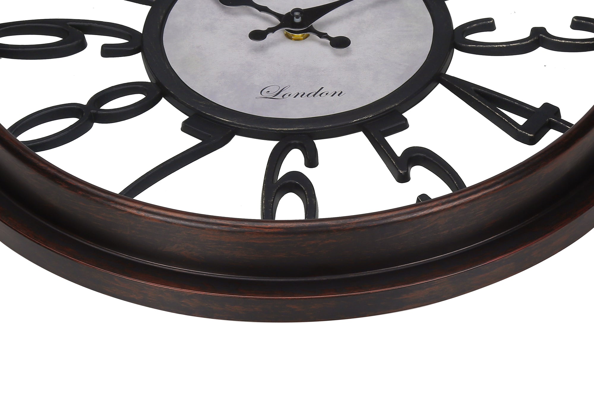 16 Inch Round Antique Brown Wall Clock - Vintage Transitional Style Home Decor for Living Room, Bedroom, Office & Kitchen