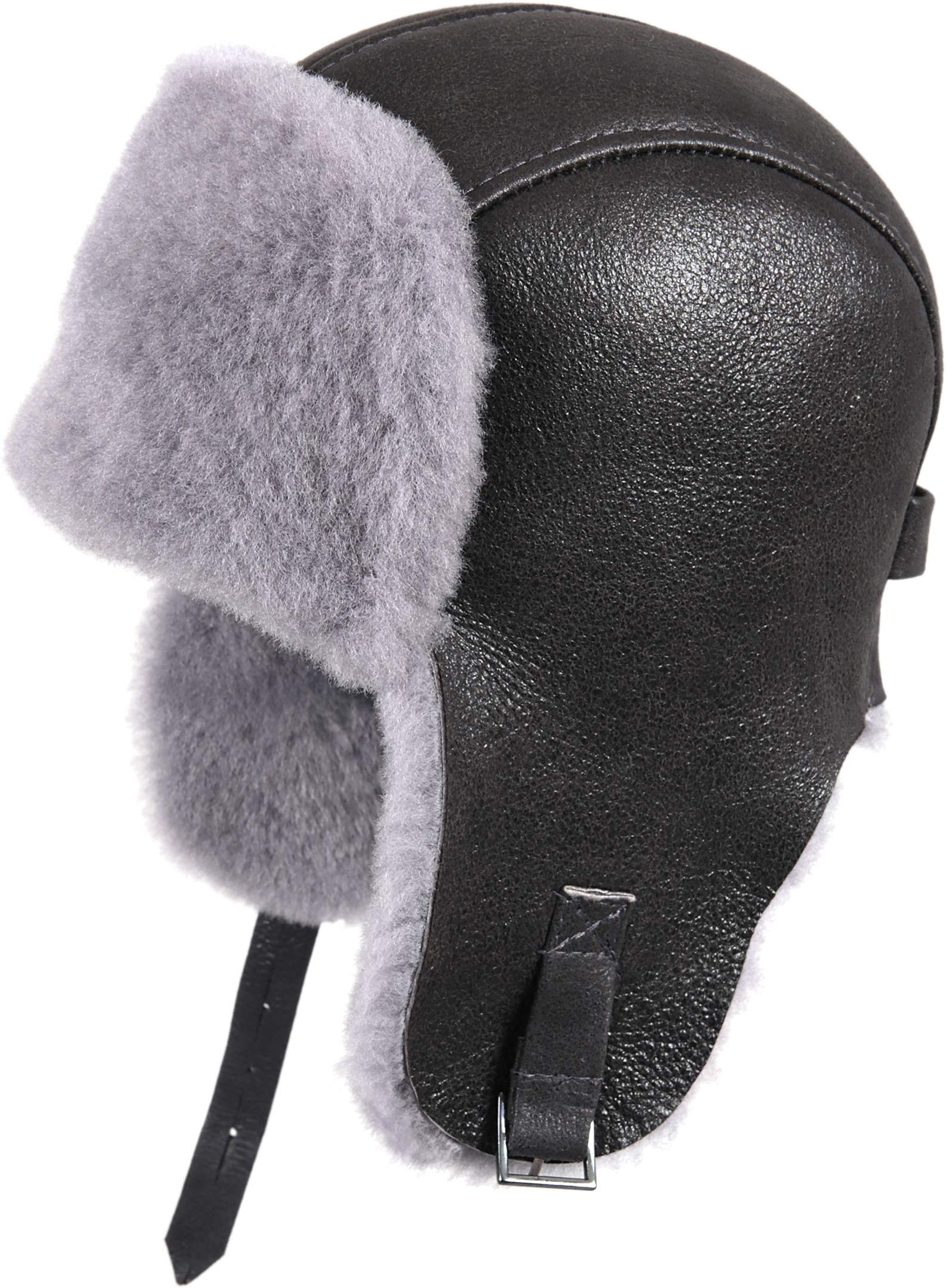 Men's Shearling Sheepskin Aviator Hat - Winter Warm Pilot Cap for Cold Weather Flying & Outdoor Activities