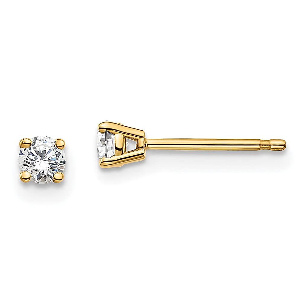 14K Yellow Gold 1/5 Carat Round Lab Grown Diamond Stud Earrings for Women - SI1/SI2 Clarity, G-H-I Color, 4-Prong Setting, Fine Jewelry Gift for Her - Perfect for Weddings, Anniversaries & Special Occasions