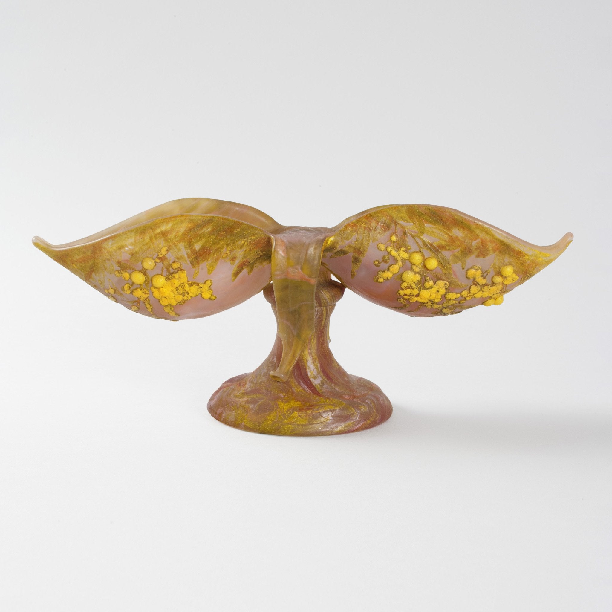 Daum Nancy Mimosa Cameo Glass Vase - Handcrafted French Art Nouveau Floral Decor - Perfect for Home Decor, Wedding Centerpieces & Luxury Gift Giving