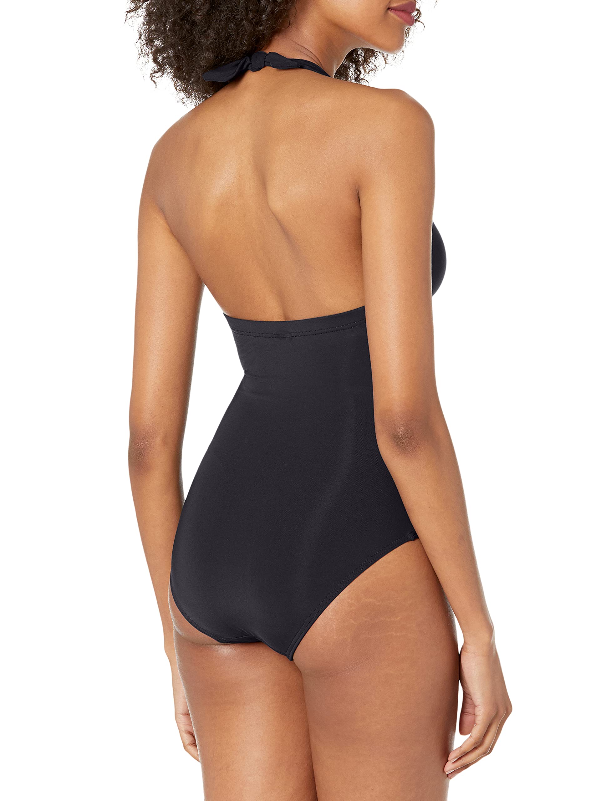 Women's 1950s Retro Halter One Piece Swimsuit - Vintage Pinup Style Bathing Suit with Gathered Bust for Beach, Pool Party & Summer Vacation