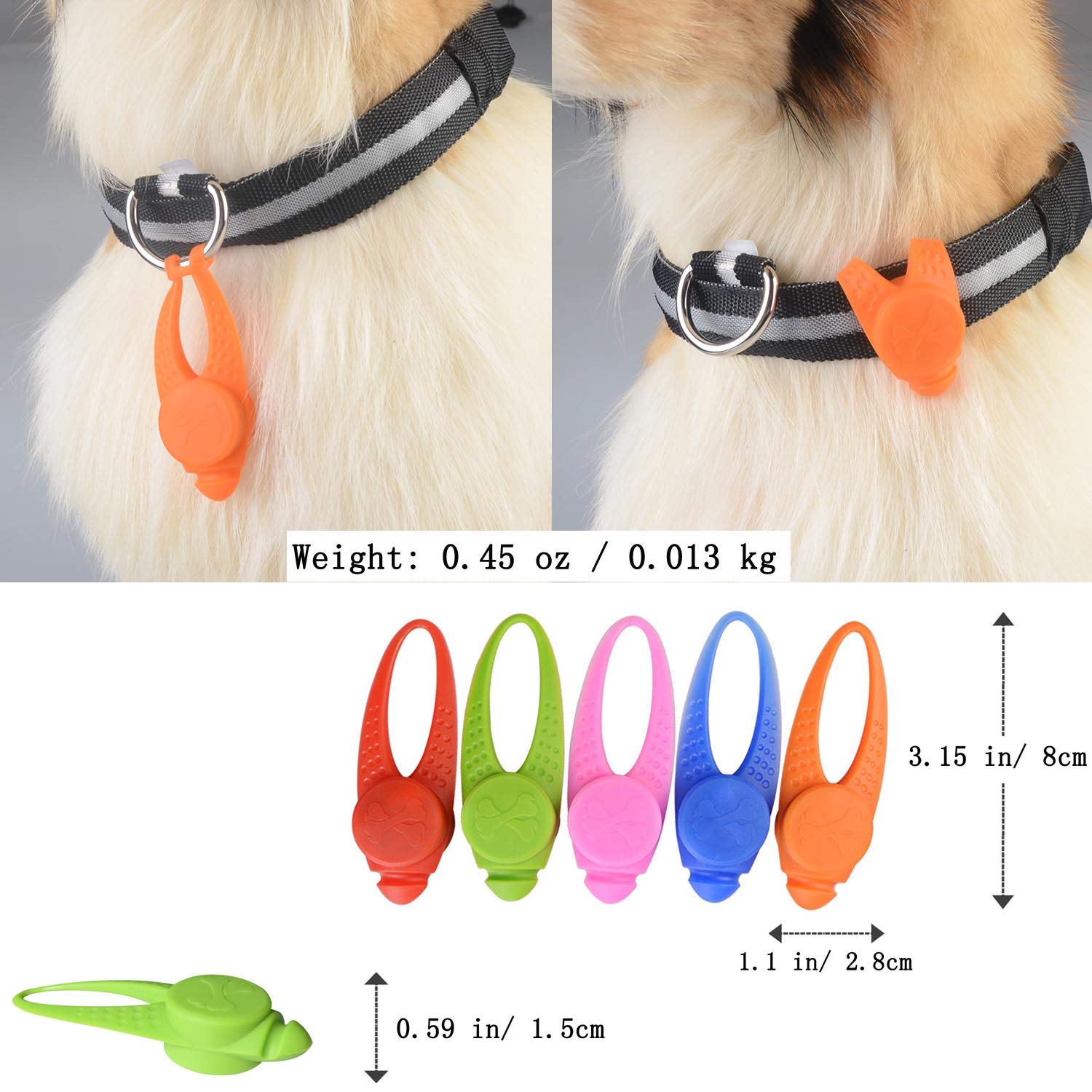 5-Pack LED Dog Collar Light - Waterproof Pet Safety Strobe Harness with Reflective Strips for Small Medium Large Dogs - Night Walking, Camping, Jogging & Outdoor Activities Accessories