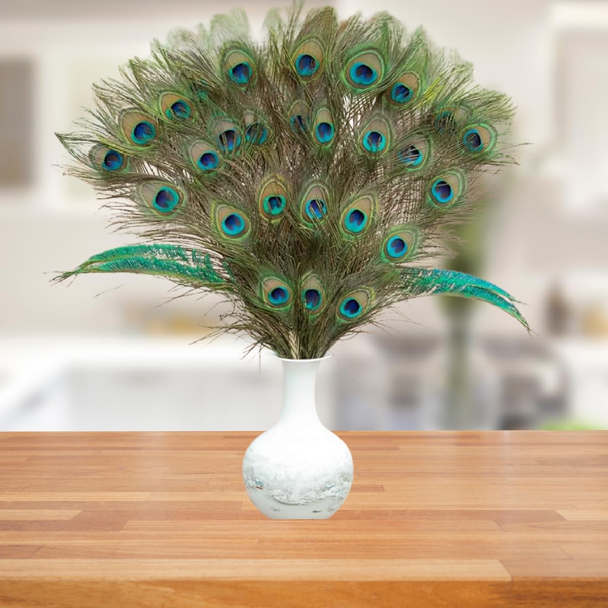 10 Pcs Natural Peacock Feathers with Eyes - Long Tail Feathers for DIY Crafts, Home Decor, Wedding Centerpieces & Bohemian Room Decoration