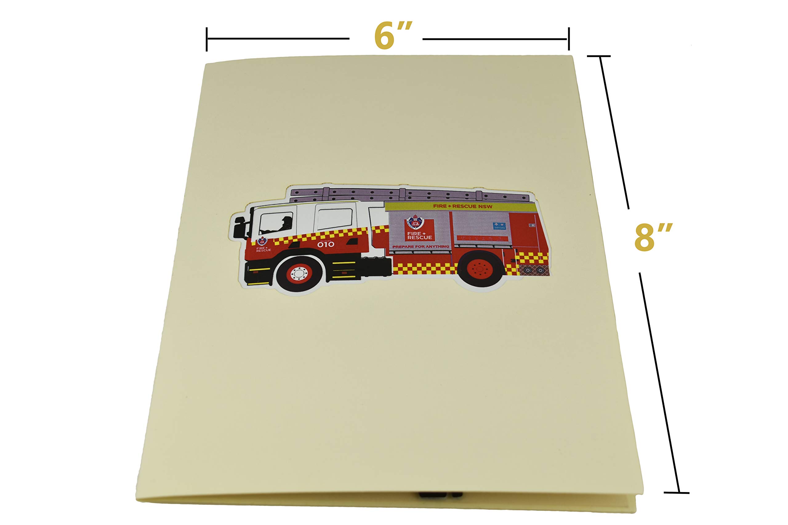 3D Pop Up Firetruck Greeting Card - Fireman Volunteer Appreciation, Birthday, Thank You Card for All Occasions | Perfect for Firefighter Gifts, Retirement & Special Events