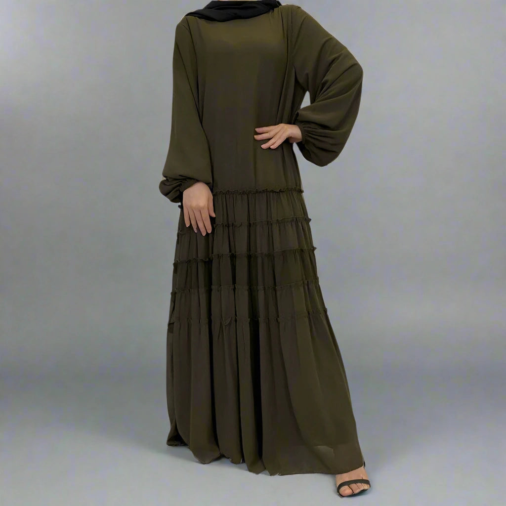 Elegant Chiffon Loose Abaya Dress for Muslim Women - Modest Islamic Prayer Dress for Home, Mosque & Special Occasions