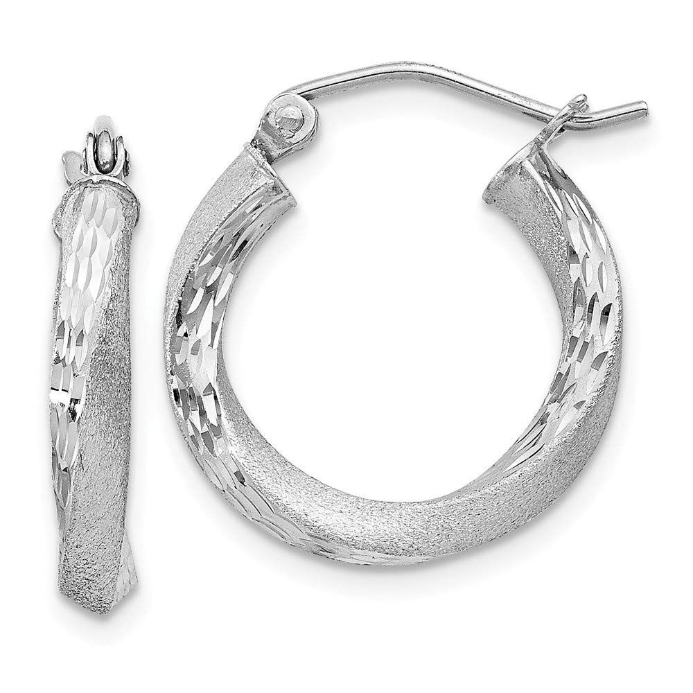 Sterling Silver Satin Finish Twisted Hoop Earrings for Women - Elegant Shiny Cut Design QE4609 | Perfect for Parties, Weddings & Everyday Wear
