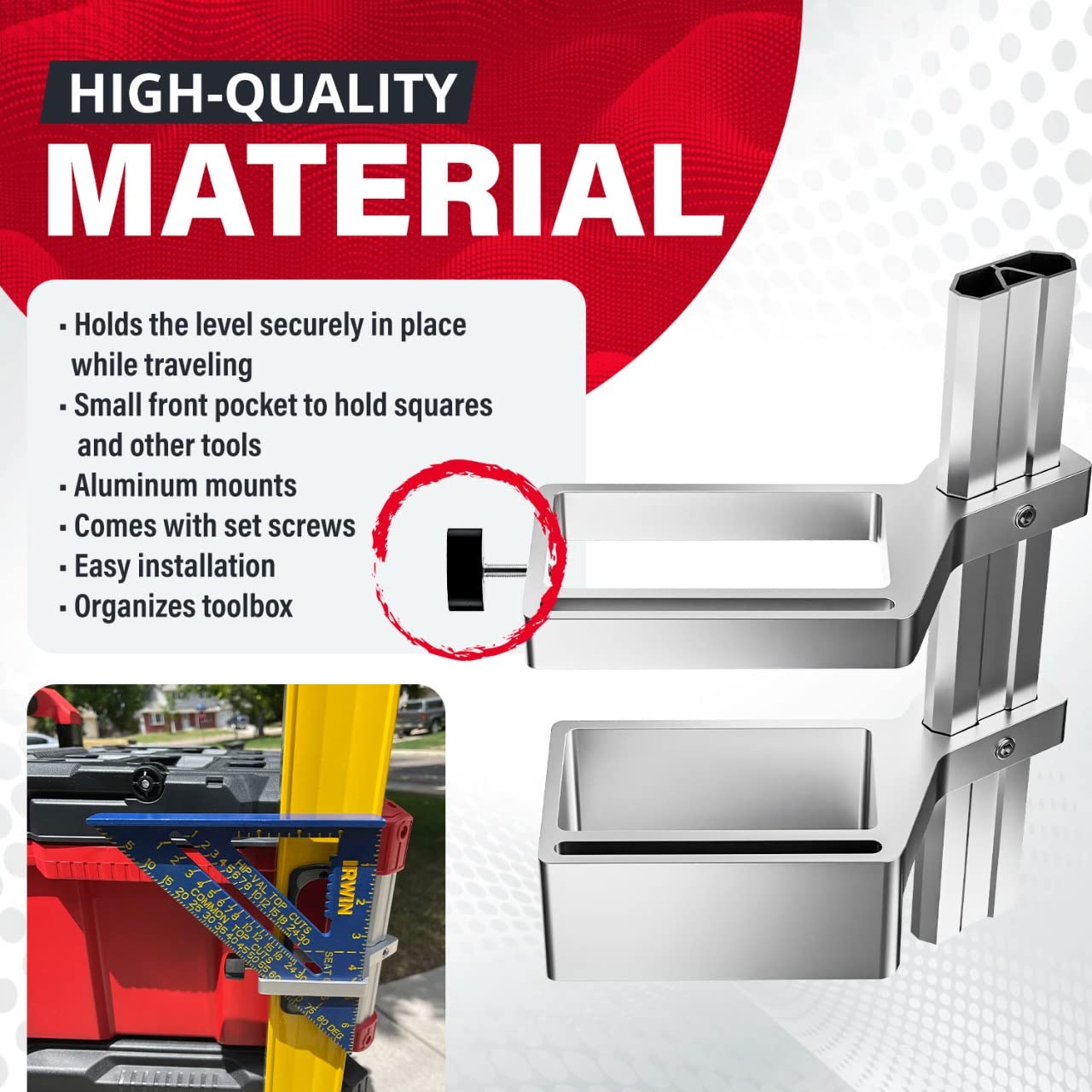 Alpha Engineered Level Mount Holder for Milwaukee Packout Tool Box - Durable Tool Organization Solution for Construction Sites, Workshops & Jobsite Storage