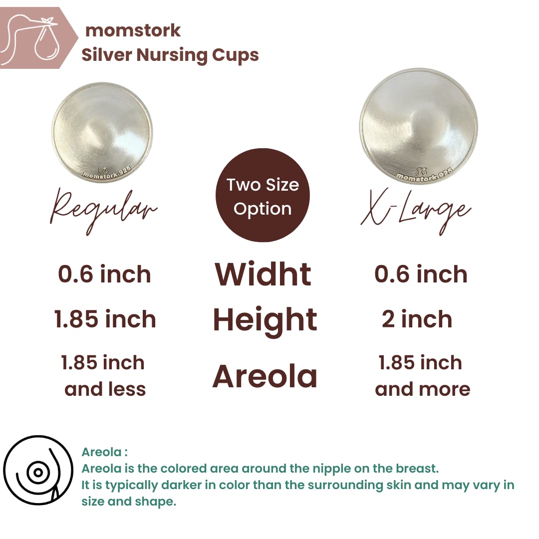 Original 925 Silver Nursing Cups - Nipple Shields for Sore & Cracked Nipples, Breastfeeding Relief & Protection for Newborns - Includes Suede Storage Case - Perfect for Comfortable Nursing at Home or On-the-Go