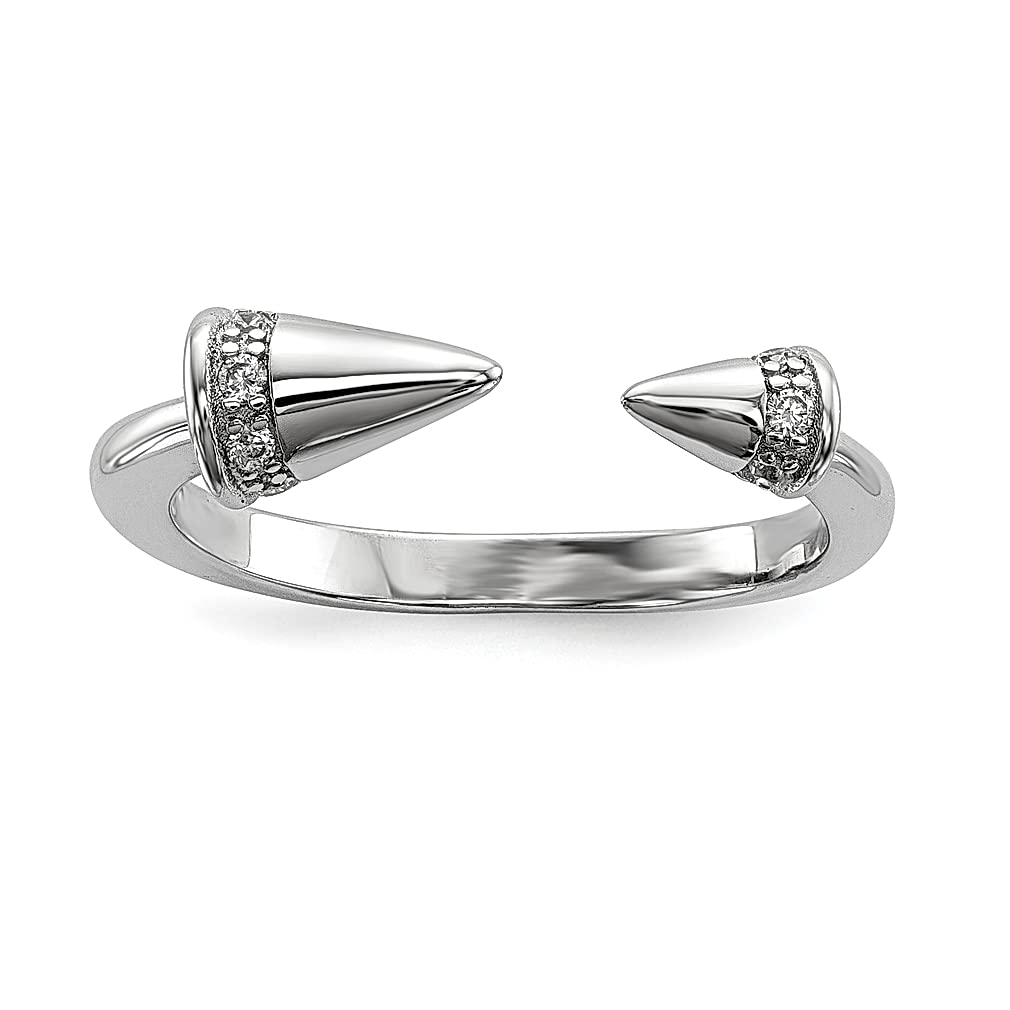 925 Sterling Silver Cubic Zirconia Spike Band Ring for Women - Elegant CZ Stone Jewelry Gift for Her - Perfect for Weddings, Anniversaries & Special Occasions