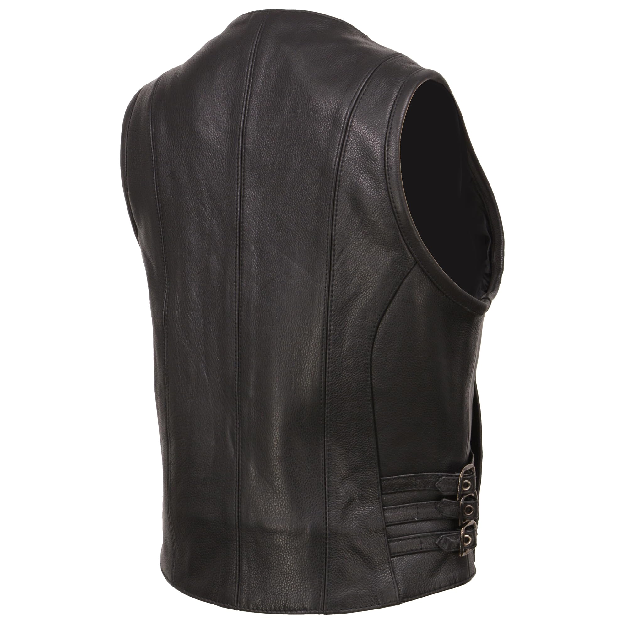 Milwaukee Leather Women's V-Neck Zipper Front Side Buckle Vest - Black (MLL4510) | Stylish Layering Piece for Fall & Winter Outfits