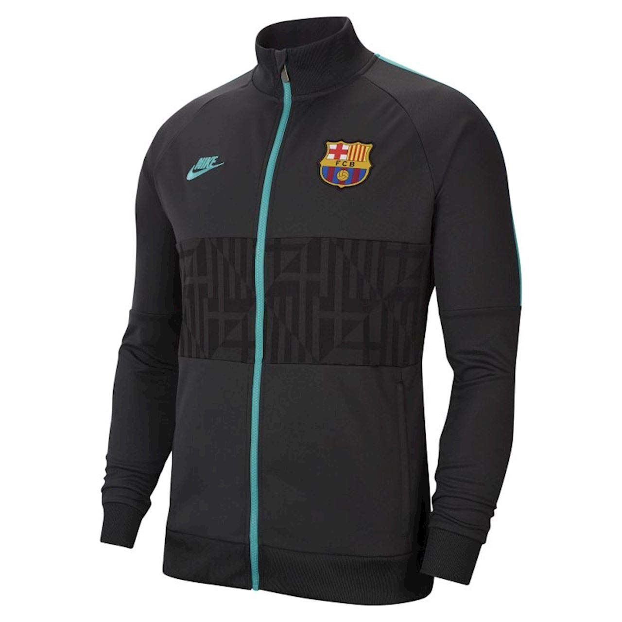 Nike Barcelona Men's I96 Champions League Jacket - Dark Smoke Grey & Cabana - Lightweight Windbreaker for Soccer Fans & Outdoor Activities