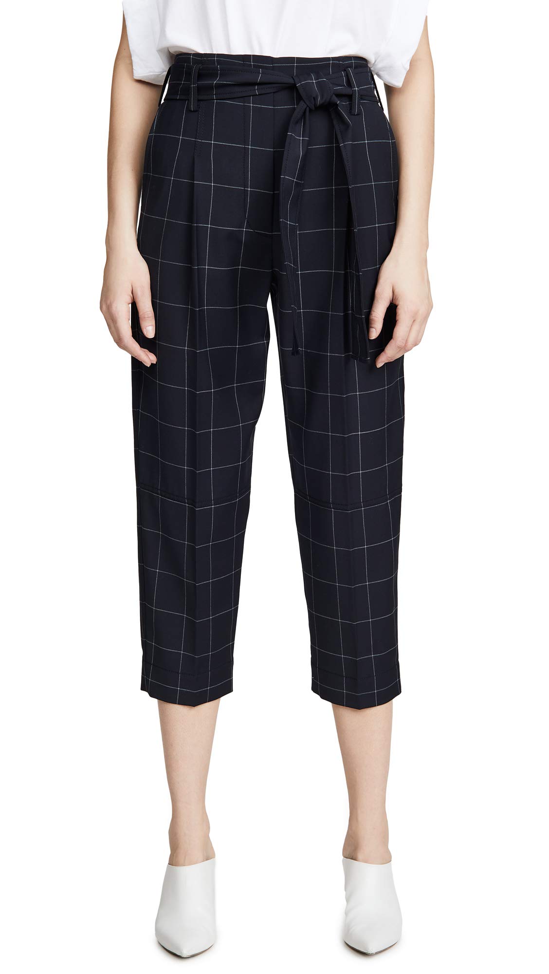 3.1 Phillip Lim Women's Windowpane Checkered High-Waisted Trousers - Stylish Office Pants for Business Casual & Professional Workwear