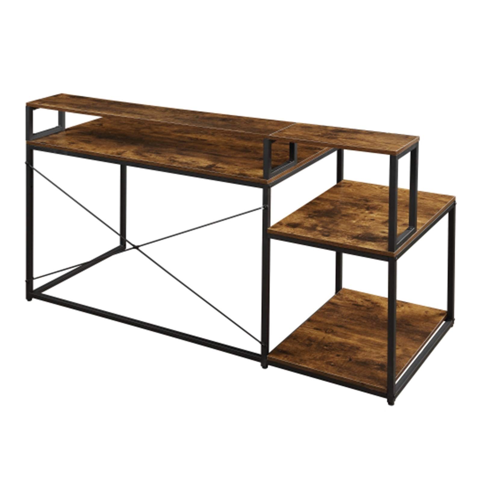 LQIAN 59 Inch Home Office Computer Desk with Storage Shelves, Monitor Stand & Riser Shelf - Study Writing Desk for Small Spaces, Work from Home Setup, Gaming Station & Dorm Room Organization