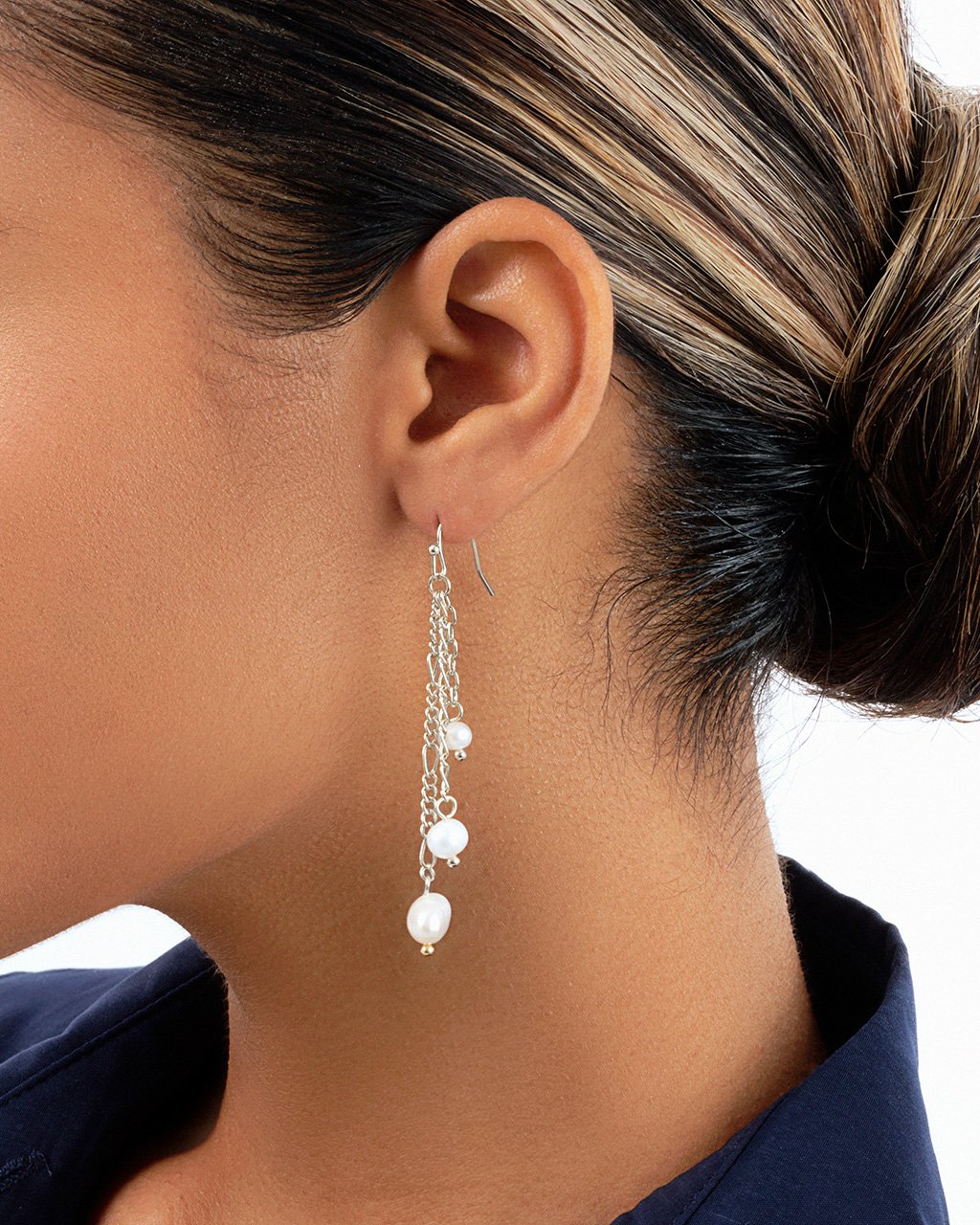 Elegant Mixed Chain Link Pearl Dangle Earrings for Women - Fashion Jewelry Gift for Party, Wedding & Everyday Wear