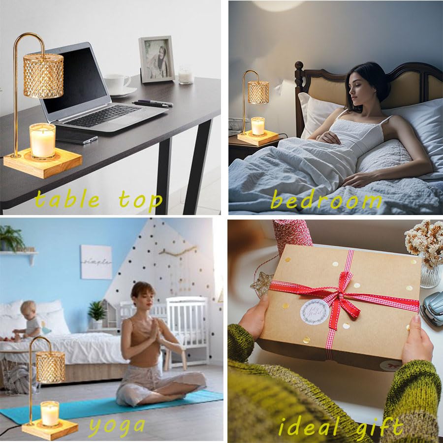 Electric Candle Warmer Lamp with Timer & Dimmer - Adjustable Height Wax Melt Warmer for Scented Jar Candles, Includes 2 Bulbs - Perfect for Home, Office & Aromatherapy Relaxation