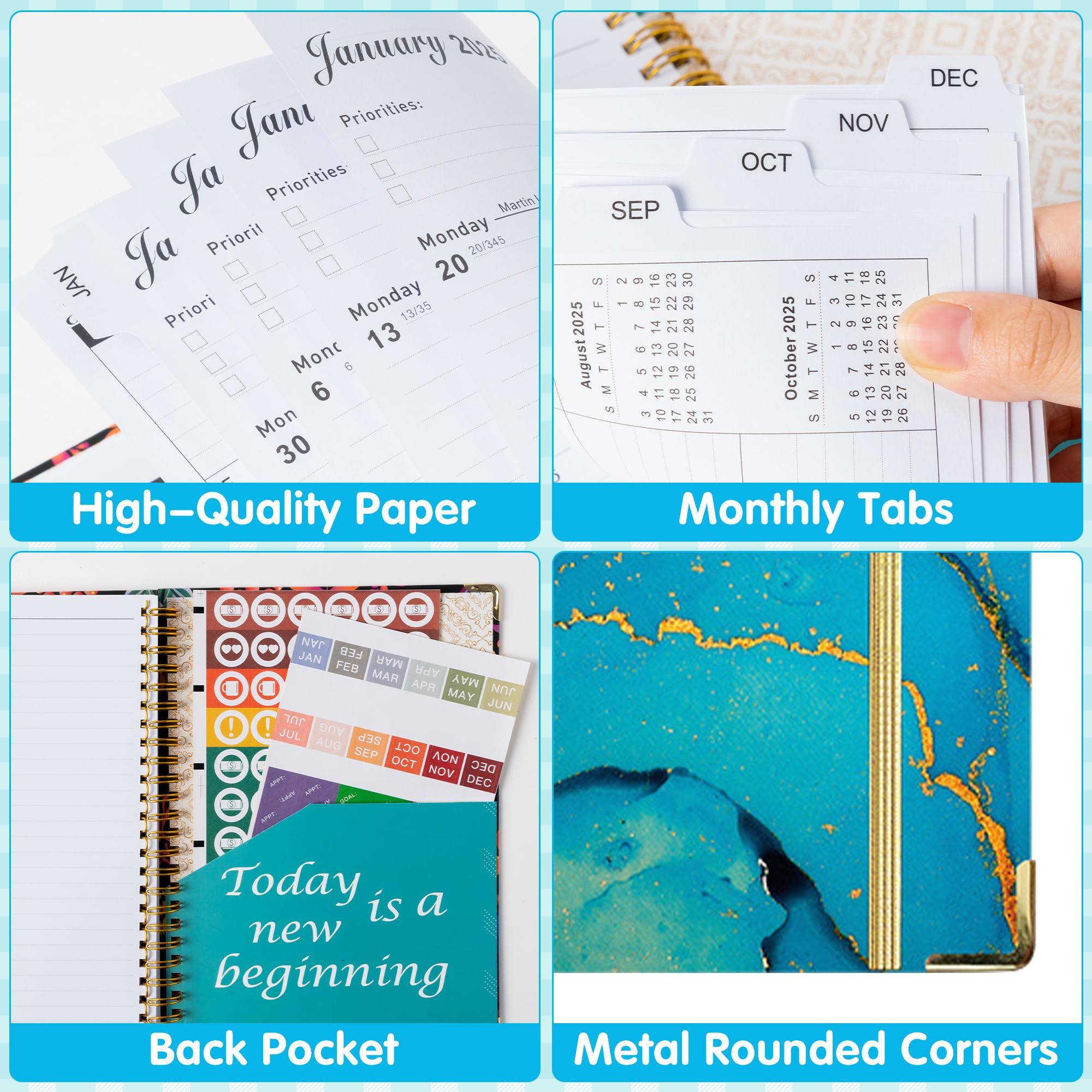 2025 Planner Gift Set - 12-Month Daily Weekly Monthly Organizer Notebook 8.4