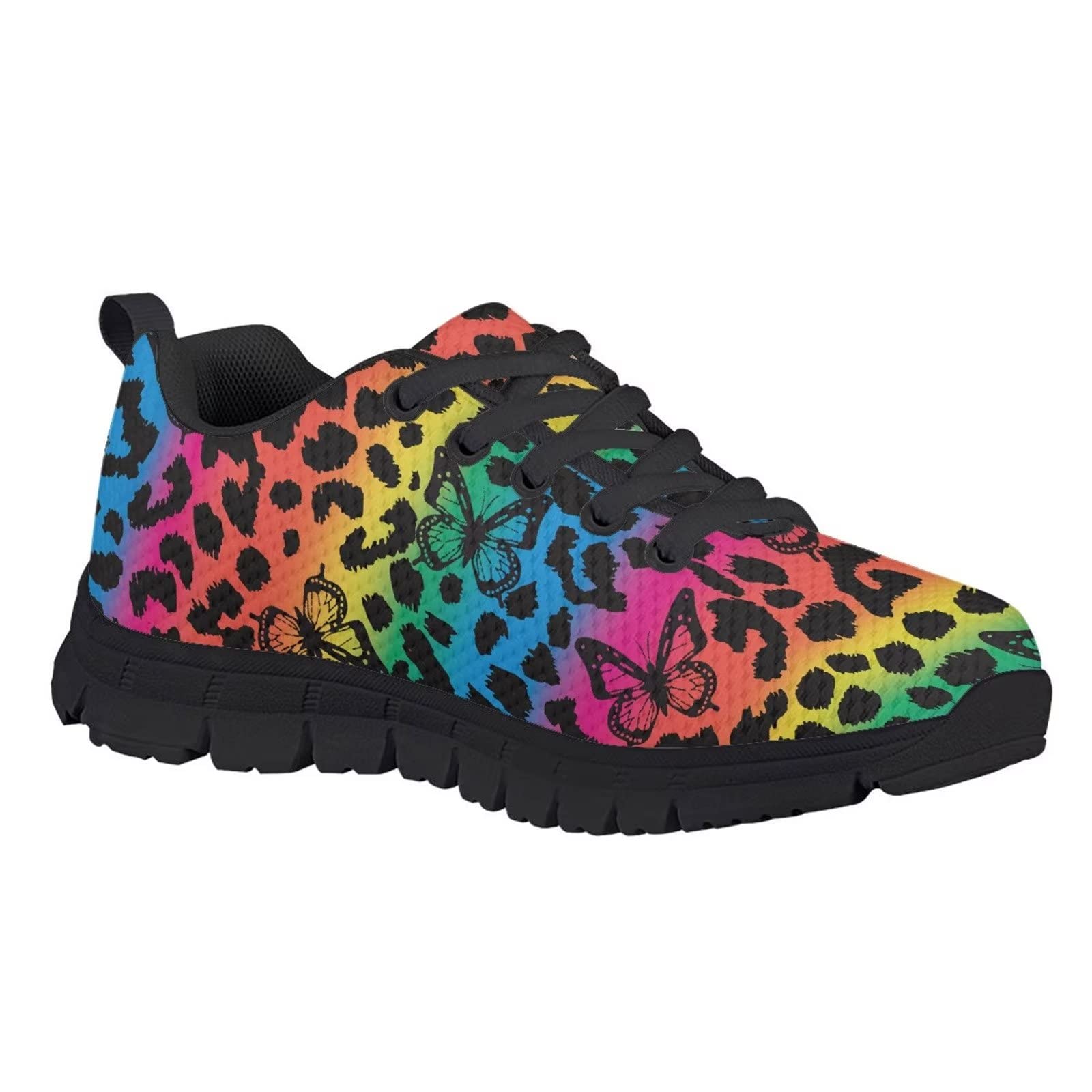 Leopard Print Running Shoes for Girls - Lightweight Comfortable Kids Tennis Sneakers for Walking & Sports | Animal Skin Design, Perfect Gift for Active Girls | Ideal for School, Playdates & Outdoor Activities