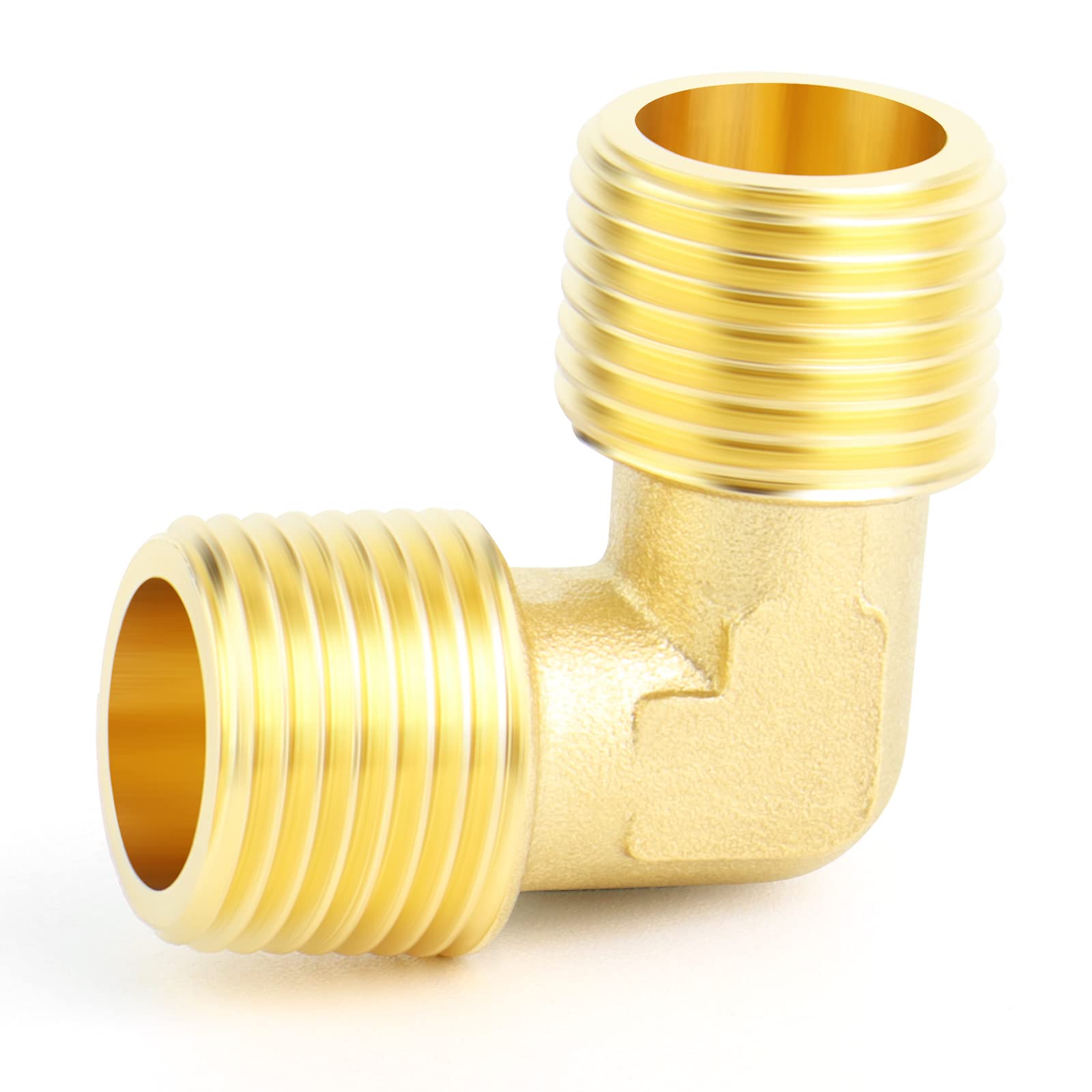 90 Degree Barstock Street Elbow - 5PCS 1/4 Inch NPT Male to Male Brass Pipe Fitting - Perfect for Plumbing, HVAC, and Industrial Applications