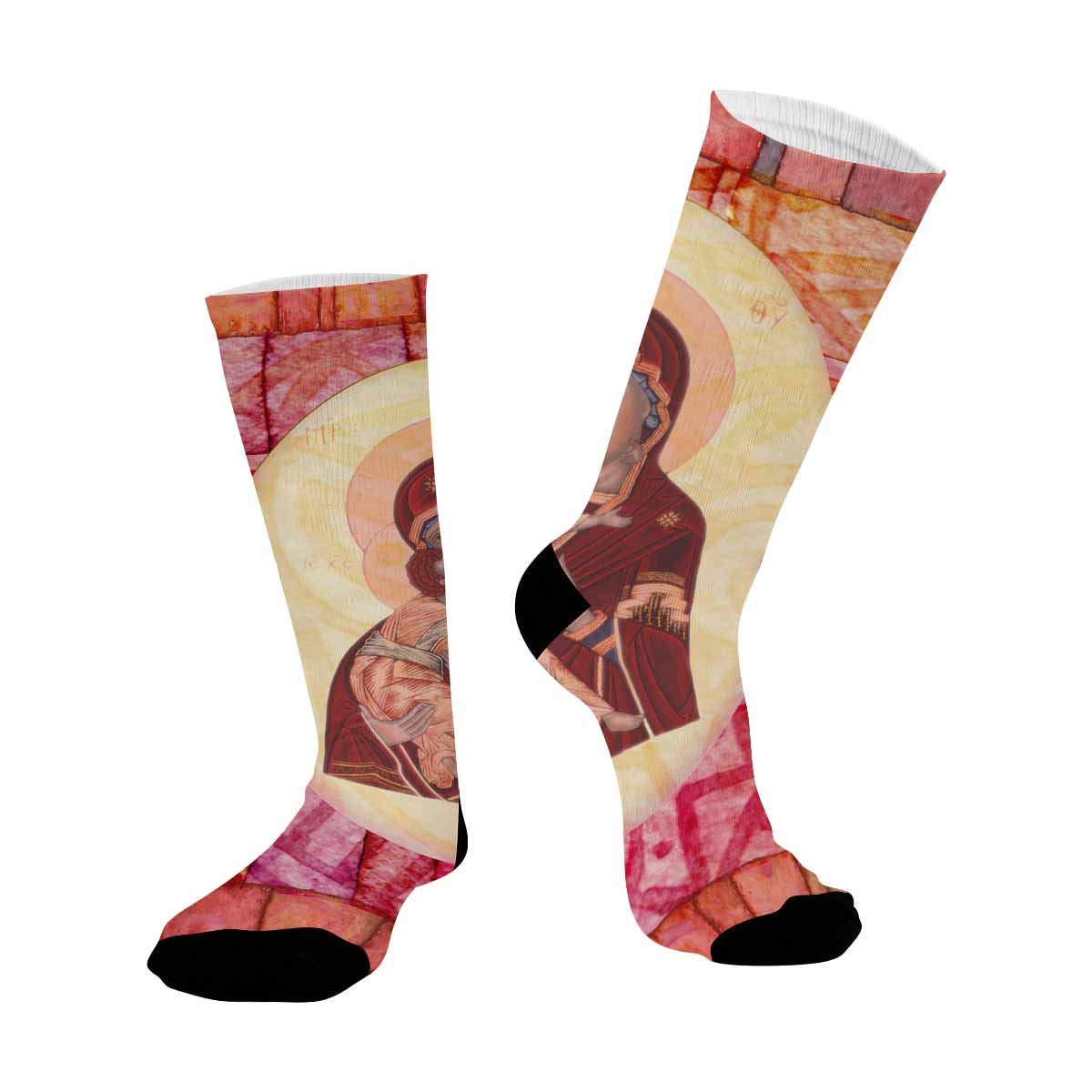 INTERESTPRINT Athletic Sublimated Crew Socks for Men & Women - Easter Egg Design, Moisture-Wicking Sports Socks for Running, Basketball & Gym Workouts