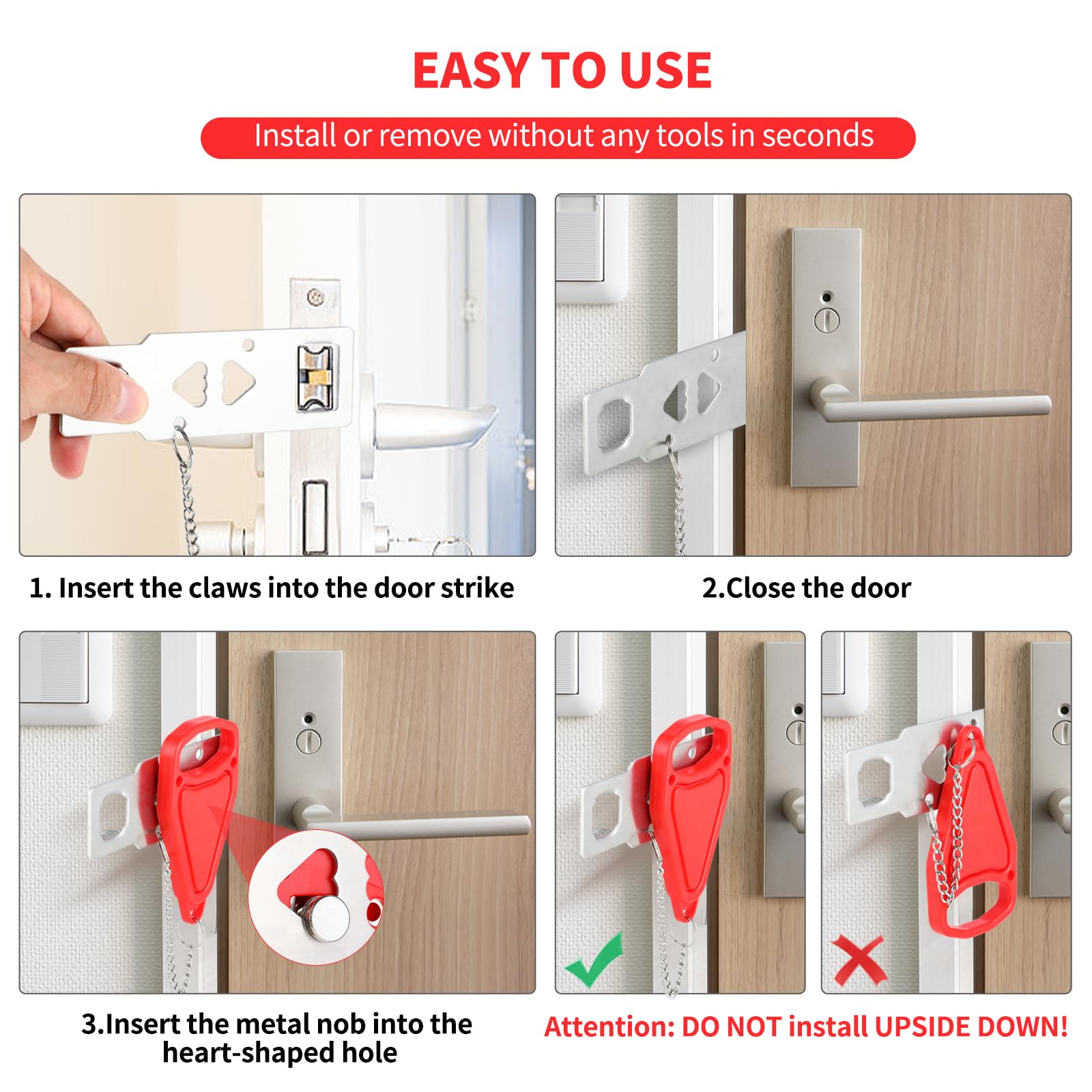 Royuniq Portable Door Lock 2 Pack - Home Security Device for Hotels, Apartments & Airbnbs | Prevent Unauthorized Entry with Extra Privacy Protection | Durable Travel Safety Gift for Women | Perfect for Solo Travelers & Home Security