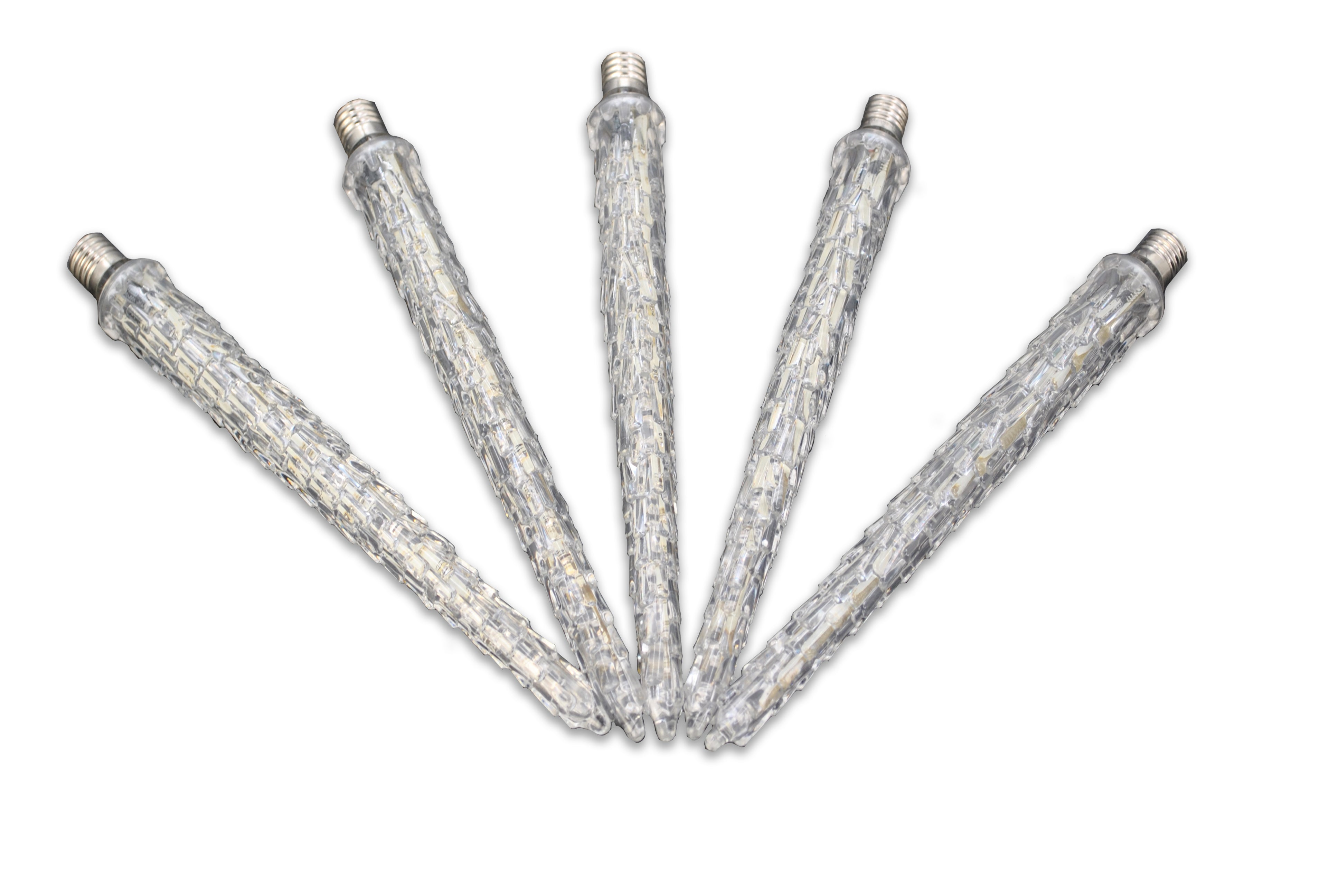 5 Pack of 11 C9 Pure White LED Icicle Lights - Outdoor Christmas Decorations for Roof, Eaves, and Holiday Lighting Displays