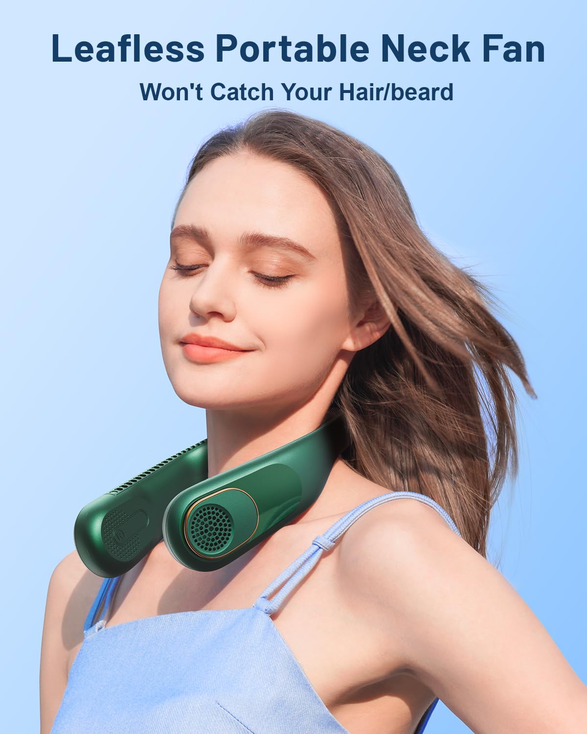 SWEETFULL 360° Bladeless Neck Fan - Portable Personal Cooling Fan with 4000mAh USB Rechargeable Battery | No Hair Tangling Wearable Fan for Travel, Office, Gym, Outdoor Activities | Perfect Gift for Men, Women, Mom and Dad