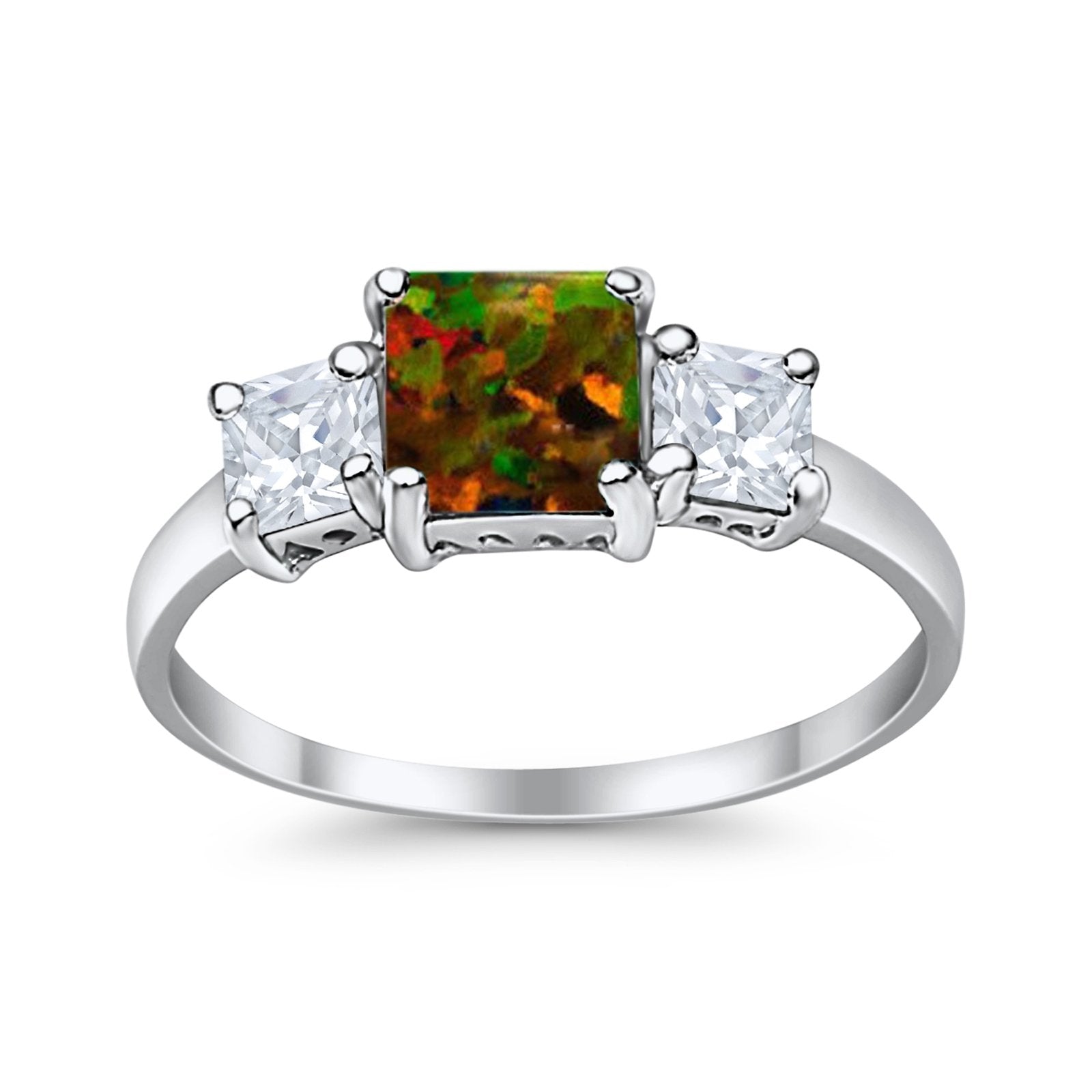 3 Stone Princess Cut Cubic Zirconia Ring - 925 Sterling Silver Fashion Jewelry for Women - Perfect for Weddings, Anniversaries & Special Occasions