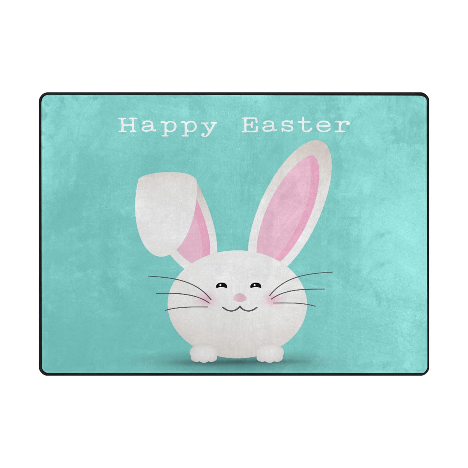 Easter Bunny Rabbit Cute Animal Print Non-Slip Anti-Fatigue Floor Mat - 80x58 Inch Washable Kitchen Rug for Easter Decor, Living Room, Bedroom & Entryway