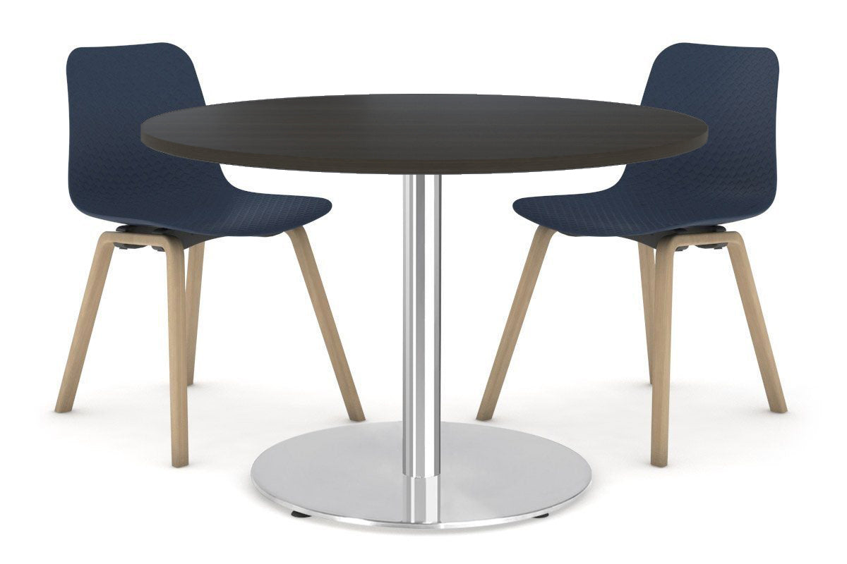 Sapphire Disc Base Cafe Table - 31.5 Inch Round Glass Top Outdoor Bistro Table for Patio, Garden, and Restaurant Use