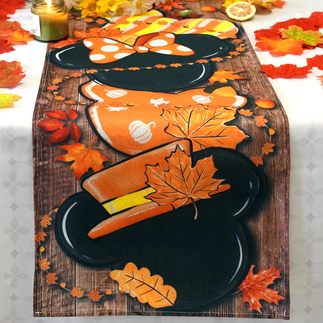 Cartoon Mouse Table Runner - Fall & Autumn Harvest Thanksgiving Decor for Home, Dining, and Party | Seasonal Table Cover for Thanksgiving, Halloween, and Holiday Gatherings