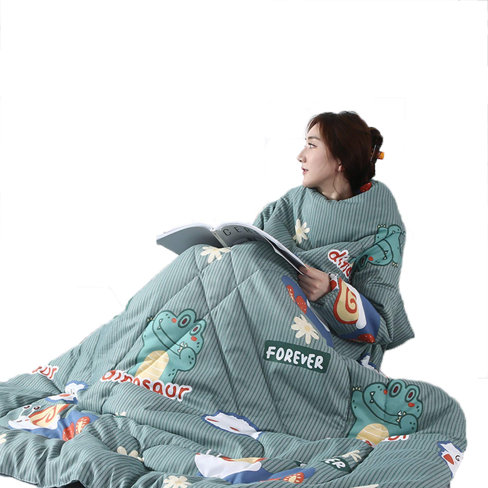 GL-GDD Wearable Blanket with Sleeves - Ultra Soft Fleece Lazy Quilt for Adults - Warm Winter & Spring Comforter (120x150cm) - Perfect for Lounging on Couch, Bed or Watching TV