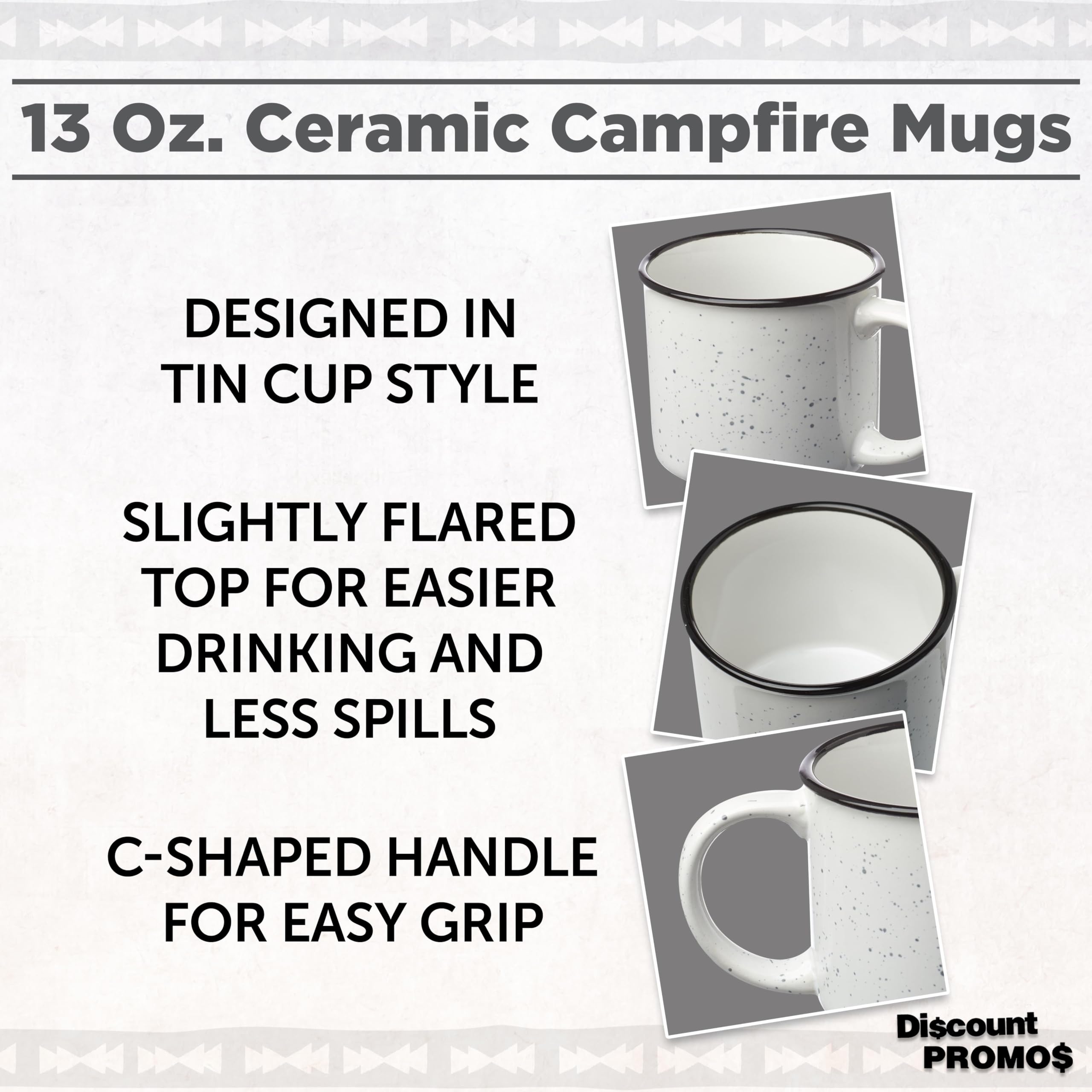 Premium Ceramic Campfire Coffee Mugs 13 oz (Set of 10) - Bulk Pack for Tea, Espresso, Cappuccino & Hot Chocolate - Durable White Porcelain Mugs - Perfect for Camping, Picnics, BBQs & Outdoor Adventures